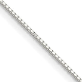 925 White Gold 0.8 mm Box Chain Necklace, Polished detail view