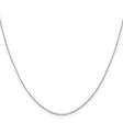 925 White Gold 0.8 mm Box Chain Necklace, Polished