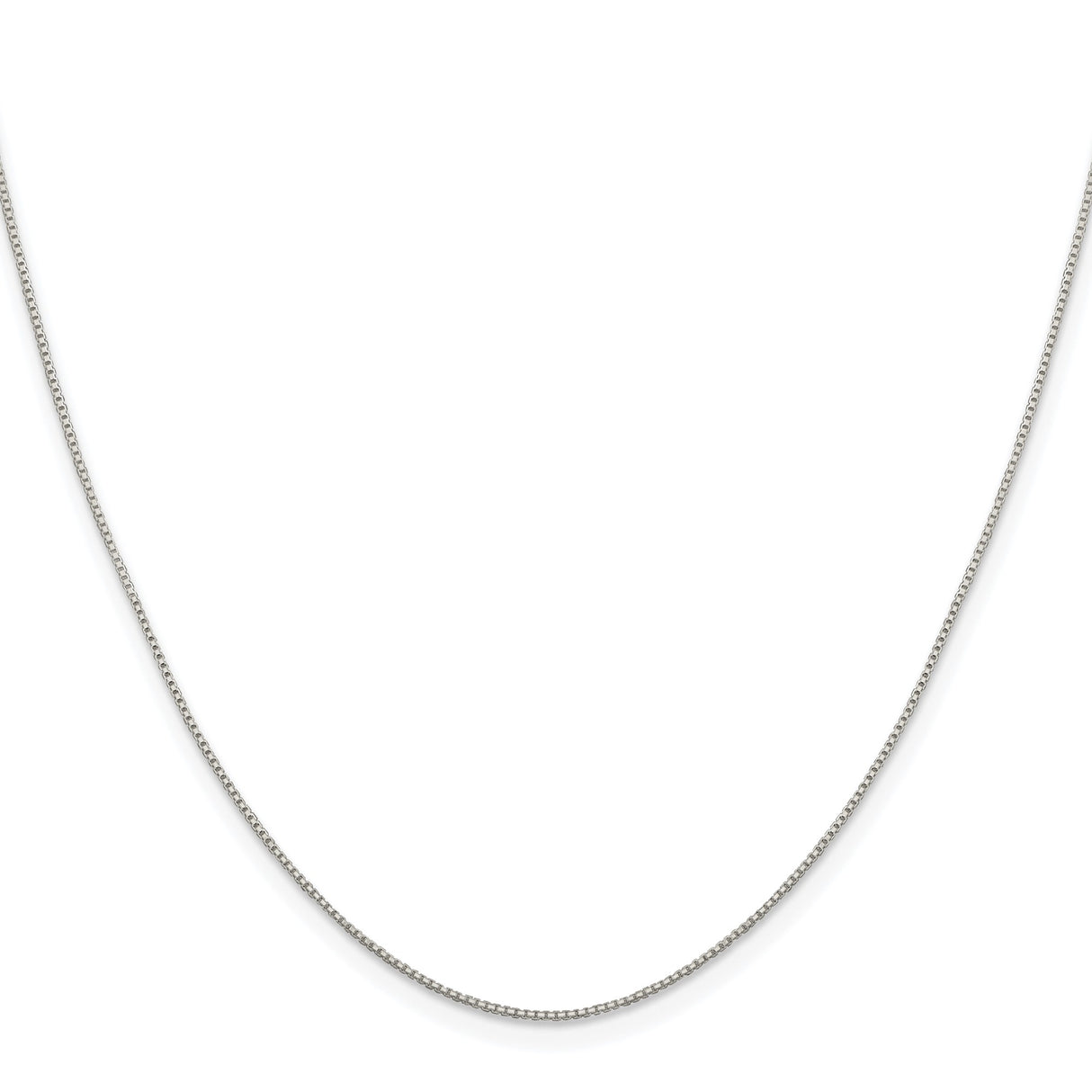 925 White Gold 0.8 mm Box Chain Necklace, Polished