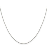 925 White Gold 0.8 mm Box Chain Necklace, Polished