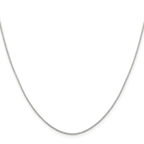 925 White Gold 0.8 mm Box Chain Necklace, Polished