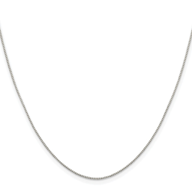 925 White Gold 0.8 mm Box Chain Necklace, Polished