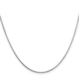 925 White Gold 1 mm Box Chain Necklace, Polished