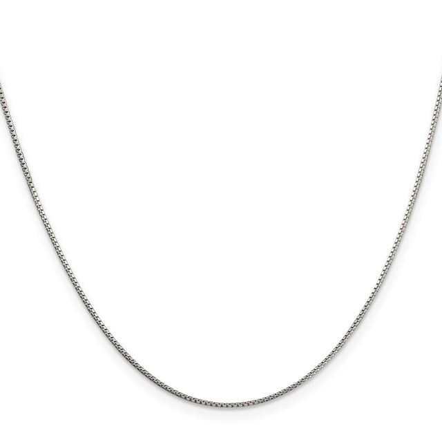 925 White Gold 1 mm Box Chain Necklace, Polished