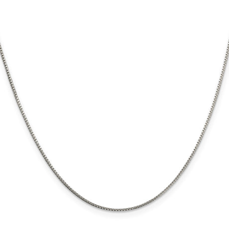 925 White Gold 1 mm Box Chain Necklace, Polished