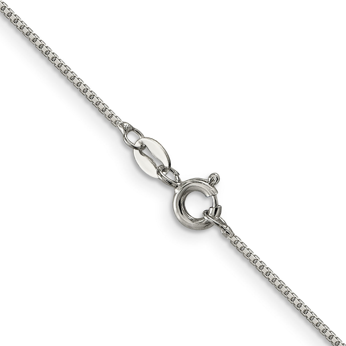 925 White Gold 1 mm Box Chain Necklace, Polished alternate angle