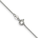 925 White Gold 1 mm Box Chain Necklace, Polished alternate angle