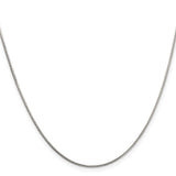 925 White Gold 1 mm Box Chain Necklace, Polished