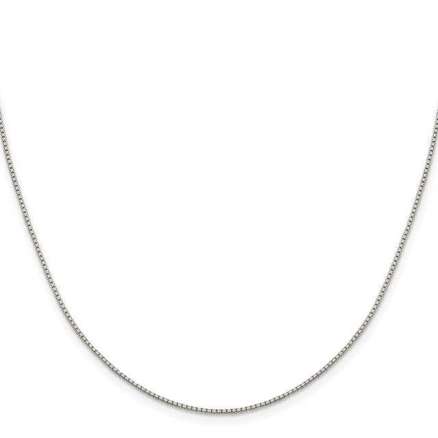 925 White Gold 1.15 mm Box Chain Necklace, Polished