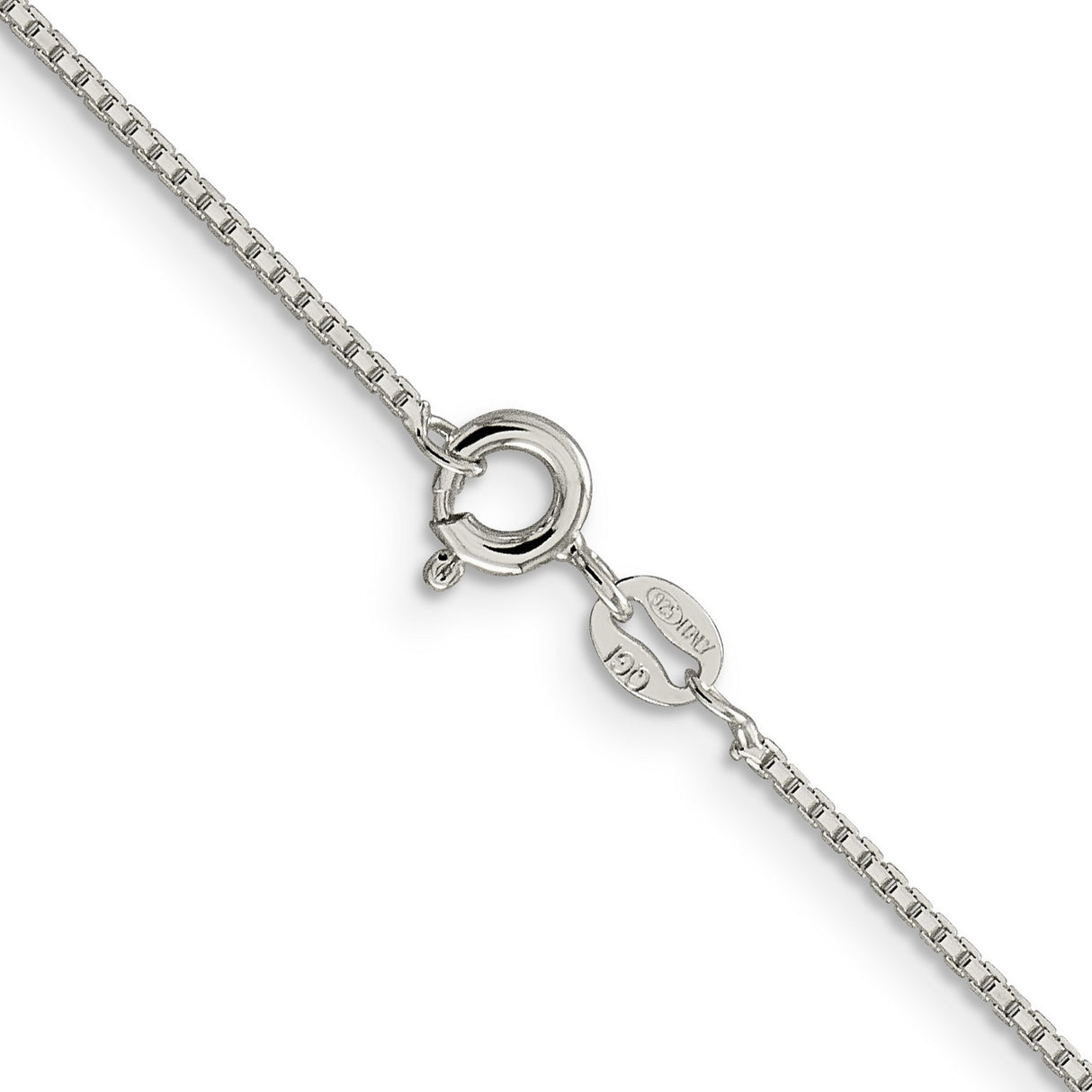 925 White Gold 1.15 mm Box Chain Necklace, Polished alternate angle