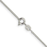 925 White Gold 1.15 mm Box Chain Necklace, Polished alternate angle