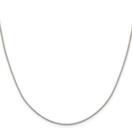 925 White Gold 1.15 mm Box Chain Necklace, Polished