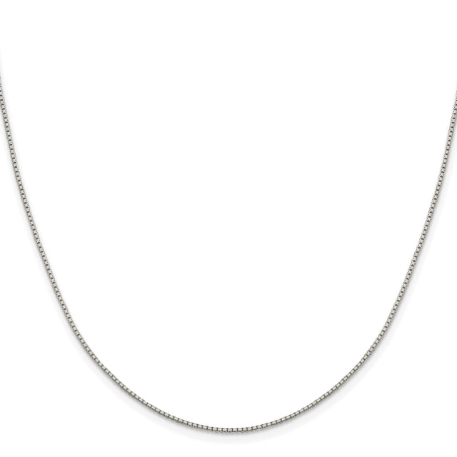 925 White Gold 1.15 mm Box Chain Necklace, Polished