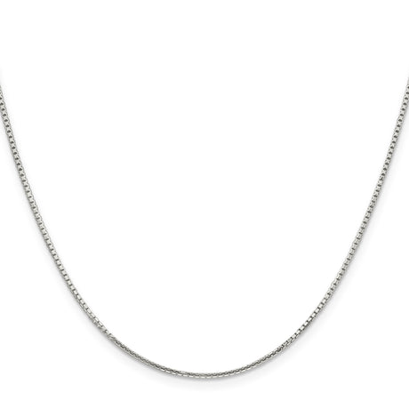 925 White Gold 1.25 mm Box Chain Necklace, Polished