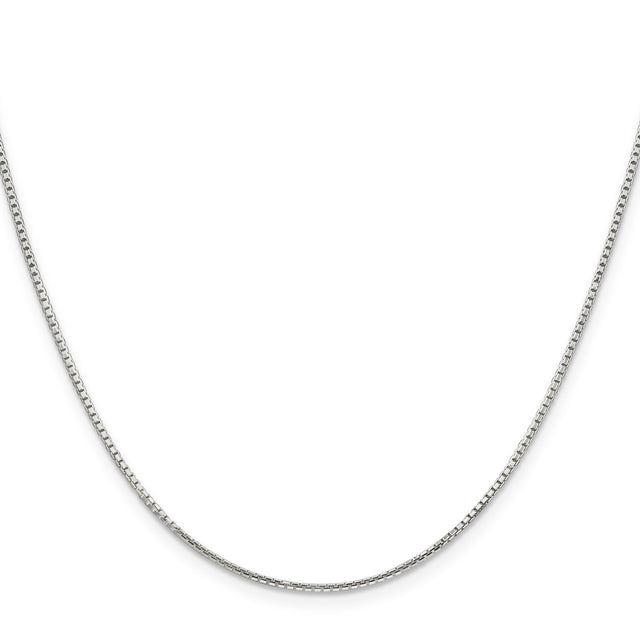 925 White Gold 1.25 mm Box Chain Necklace, Polished