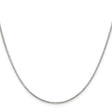 925 White Gold 1.25 mm Box Chain Necklace, Polished
