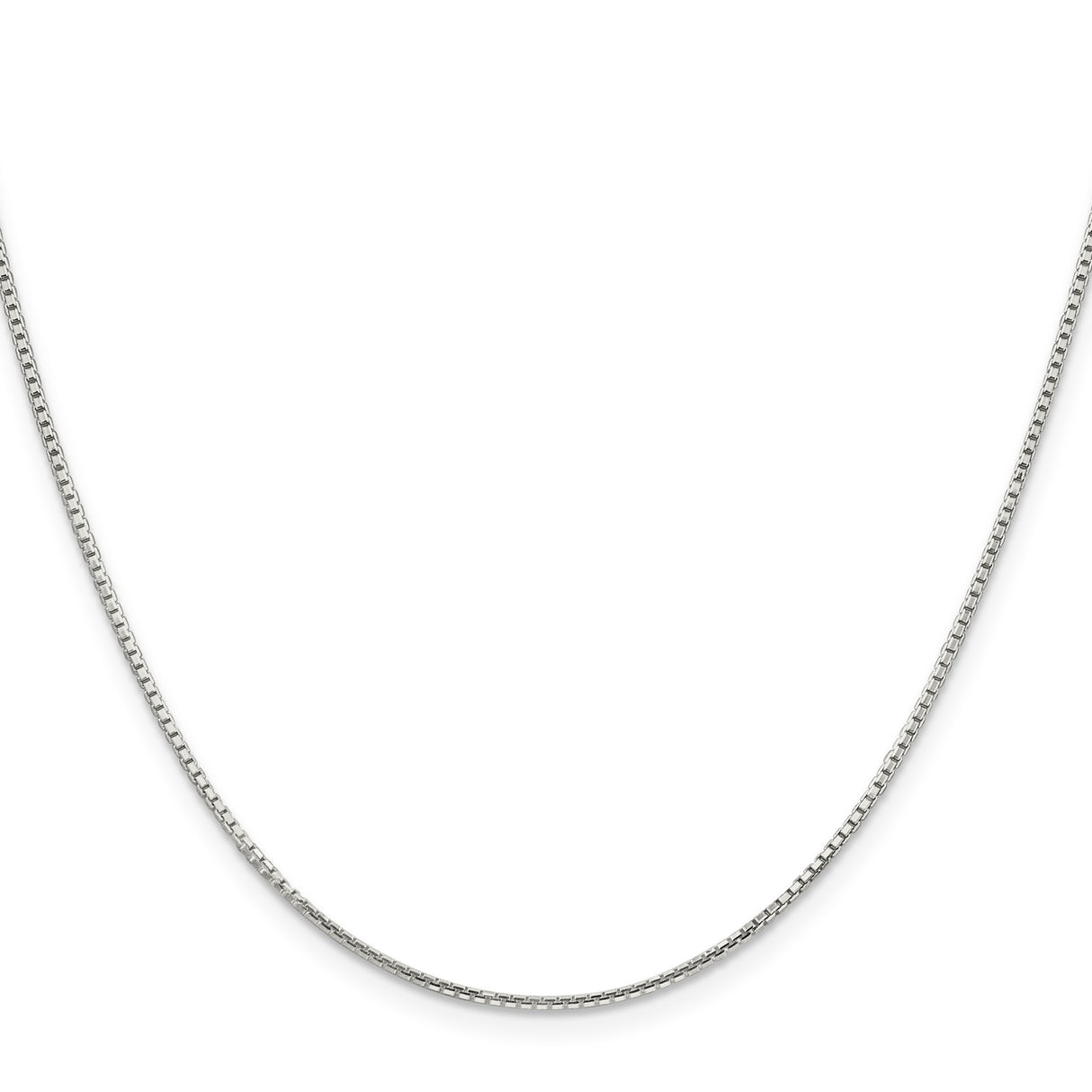 925 White Gold 1.25 mm Box Chain Necklace, Polished