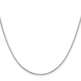 925 White Gold 1.25 mm Box Chain Necklace, Polished