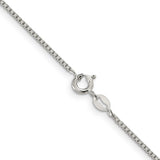 925 White Gold 1.25 mm Box Chain Necklace, Polished alternate angle