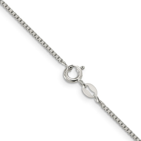 925 White Gold 1.25 mm Box Chain Necklace, Polished alternate angle