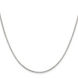925 White Gold 1.25 mm Box Chain Necklace, Polished
