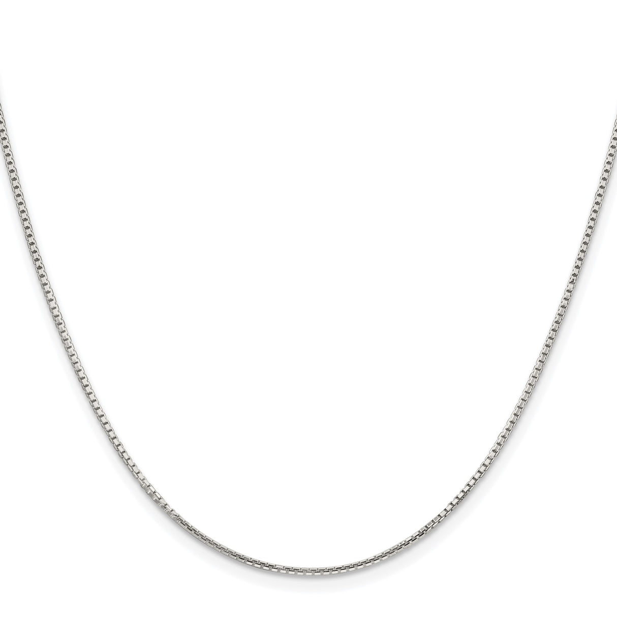 925 White Gold 1.25 mm Box Chain Necklace, Polished
