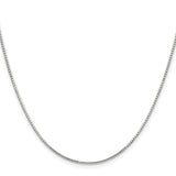 925 White Gold 1.25 mm Box Chain Necklace, Polished