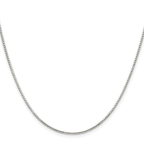 925 White Gold 1.25 mm Box Chain Necklace, Polished