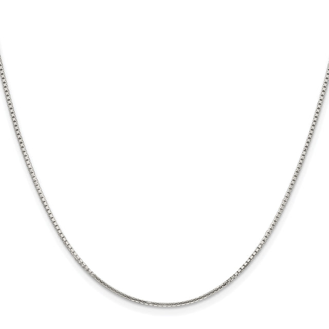 925 White Gold 1.25 mm Box Chain Necklace, Polished