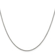 925 White Gold 1.35 mm Box Chain Necklace, Polished