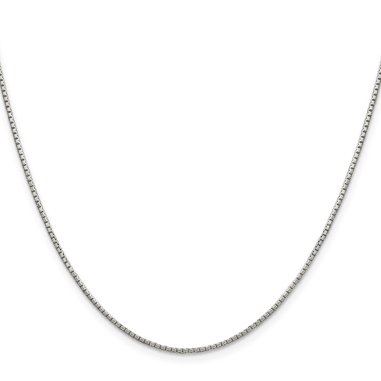 925 White Gold 1.35 mm Box Chain Necklace, Polished