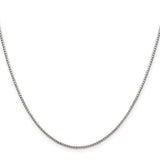925 White Gold 1.35 mm Box Chain Necklace, Polished