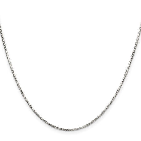 925 White Gold 1.35 mm Box Chain Necklace, Polished