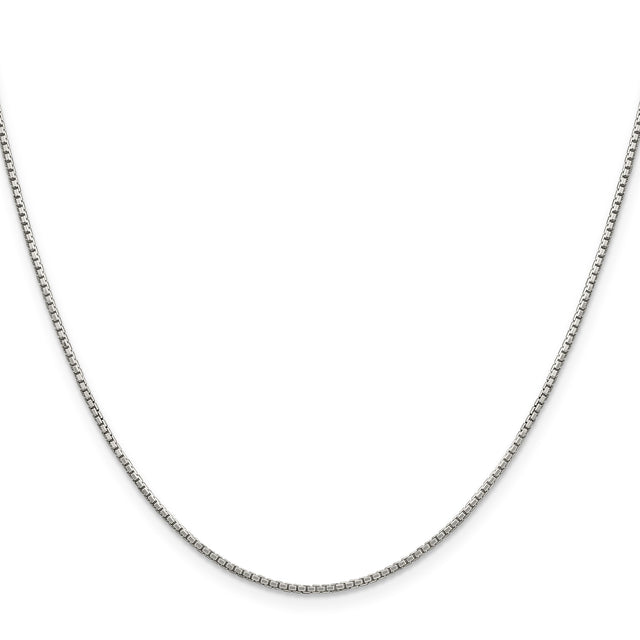 925 White Gold 1.35 mm Box Chain Necklace, Polished