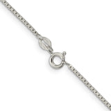 925 White Gold 1.35 mm Box Chain Necklace, Polished alternate angle