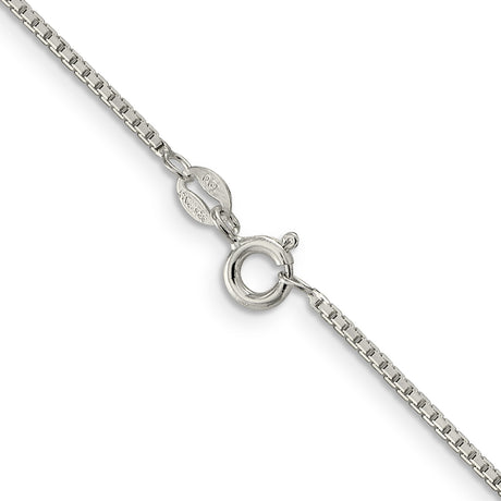 925 White Gold 1.35 mm Box Chain Necklace, Polished alternate angle
