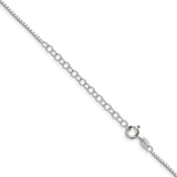 925 White Gold 1.35 mm Box Chain Necklace, Polished detail view