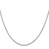 925 White Gold 1.35 mm Box Chain Necklace, Polished
