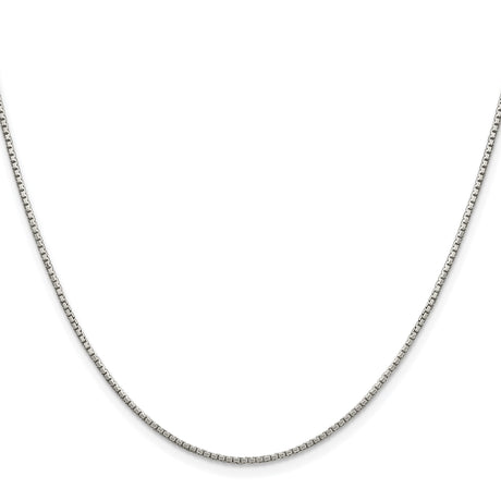 925 White Gold 1.35 mm Box Chain Necklace, Polished