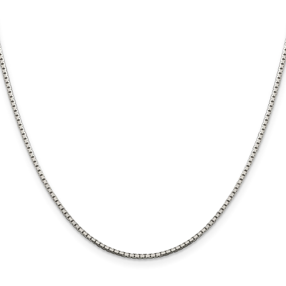 925 White Gold 1.5 mm Box Chain Necklace, Polished