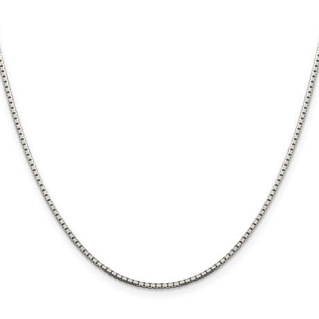 925 White Gold 1.5 mm Box Chain Necklace, Polished