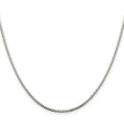 925 White Gold 1.5 mm Box Chain Necklace, Polished