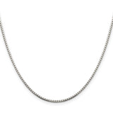 925 White Gold 1.5 mm Box Chain Necklace, Polished