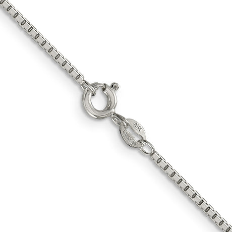 925 White Gold 1.5 mm Box Chain Necklace, Polished alternate angle