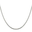 925 White Gold 1.5 mm Box Chain Necklace, Polished