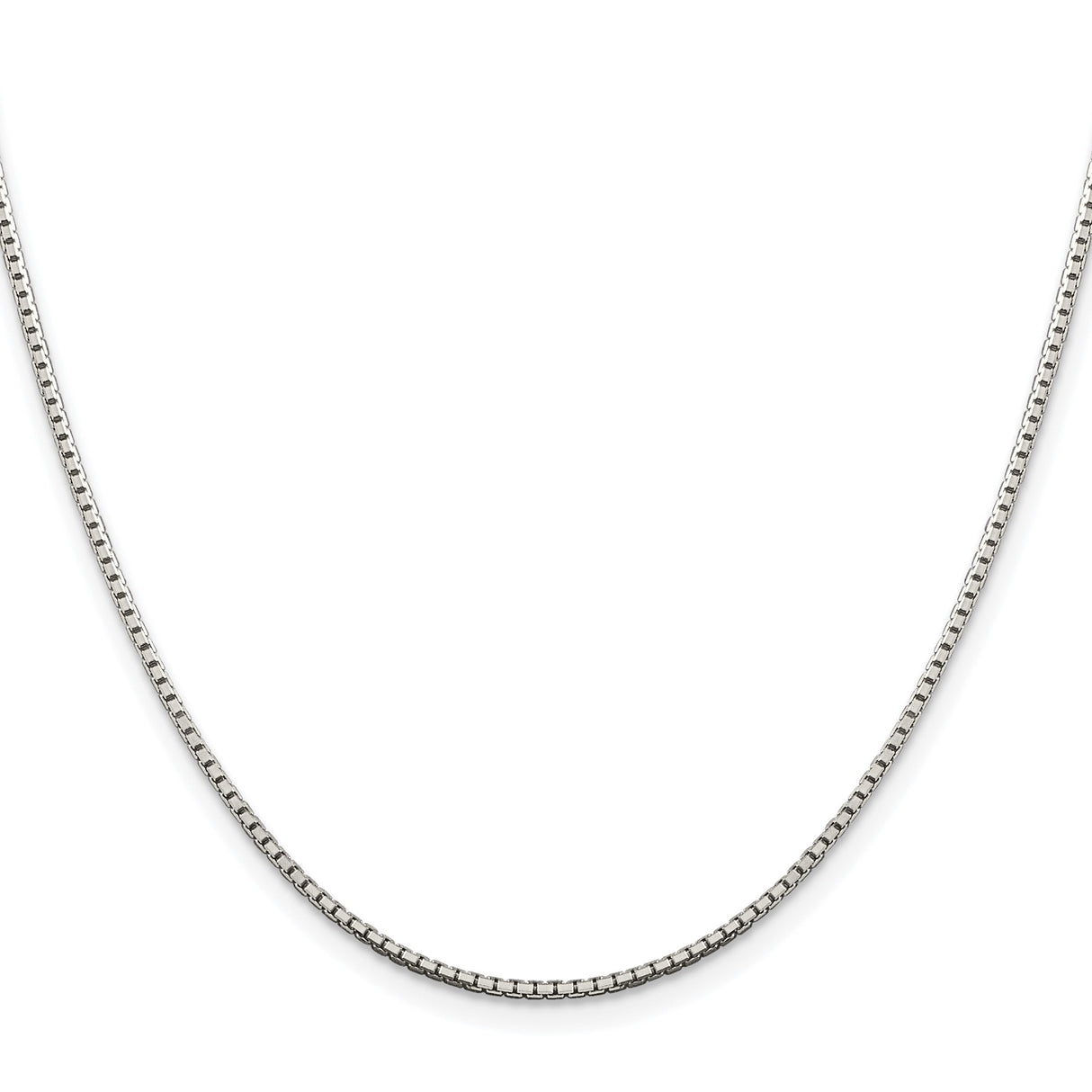 925 White Gold 1.5 mm Box Chain Necklace, Polished