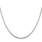 925 White Gold 1.5 mm Box Chain Necklace, Polished