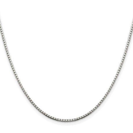 925 White Gold 1.5 mm Box Chain Necklace, Polished