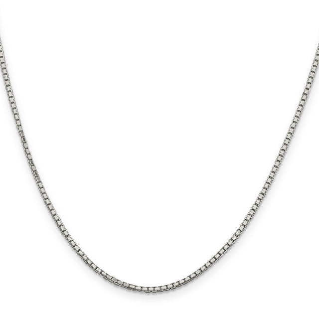 925 White Gold 1.7 mm Box Chain Necklace, Polished