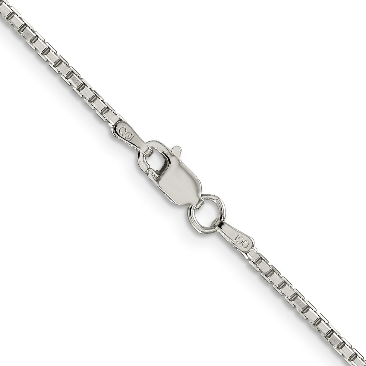 925 White Gold 1.7 mm Box Chain Necklace, Polished alternate angle